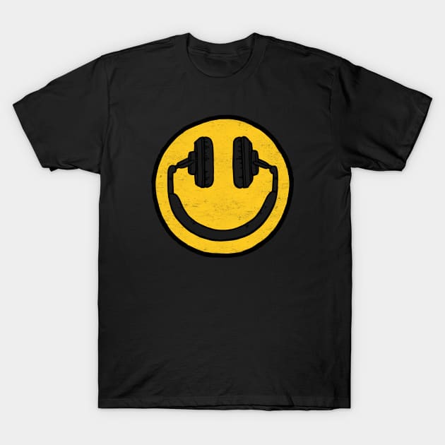 Headphones Smiley Face: Music Makes Me Happy T-Shirt by hadleyfoo